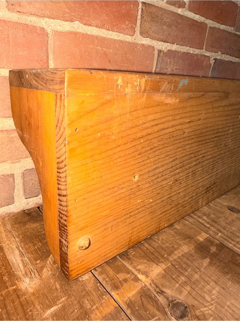 Wood Wall Shelf Hanging with Painted Birdhouses Art Folk Display Rustic